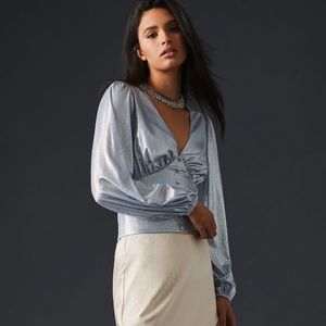 Anthropologie Flat White Shine Blouse
